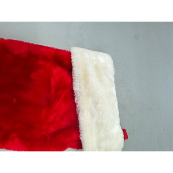Christmas Red & White Plush Stocking Soft Faux Fur Holiday Decoration READ - Picture 4 of 5